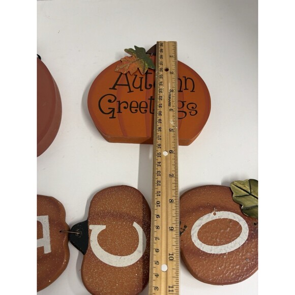 3 Piece Pumpkin Lot Vintage Welcome Sign Free standing Pumpkins - Picture 8 of 9